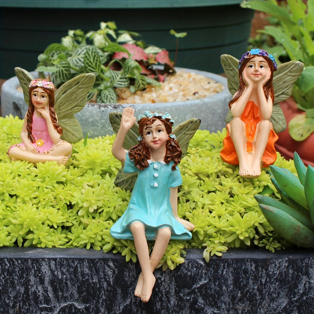 6 Stück Außendekorationen mit Flügeln für Feen-Stäbe, Gartendekorationen mit Feen-Landschaftsskulpturen, Märchen-Dekoration für Rasen und Topfpflanzen, Zubehör für Haus und Garten
