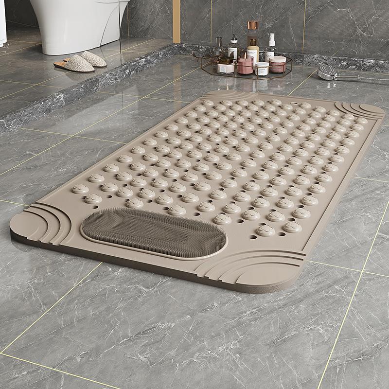 Non-Slip PVC Bath Mat with Massage Buttons - Light Blue & Multi-Color Polka Dot Pattern, Rectangular Shower and Bathroom Safety Mat, Bath Accessories