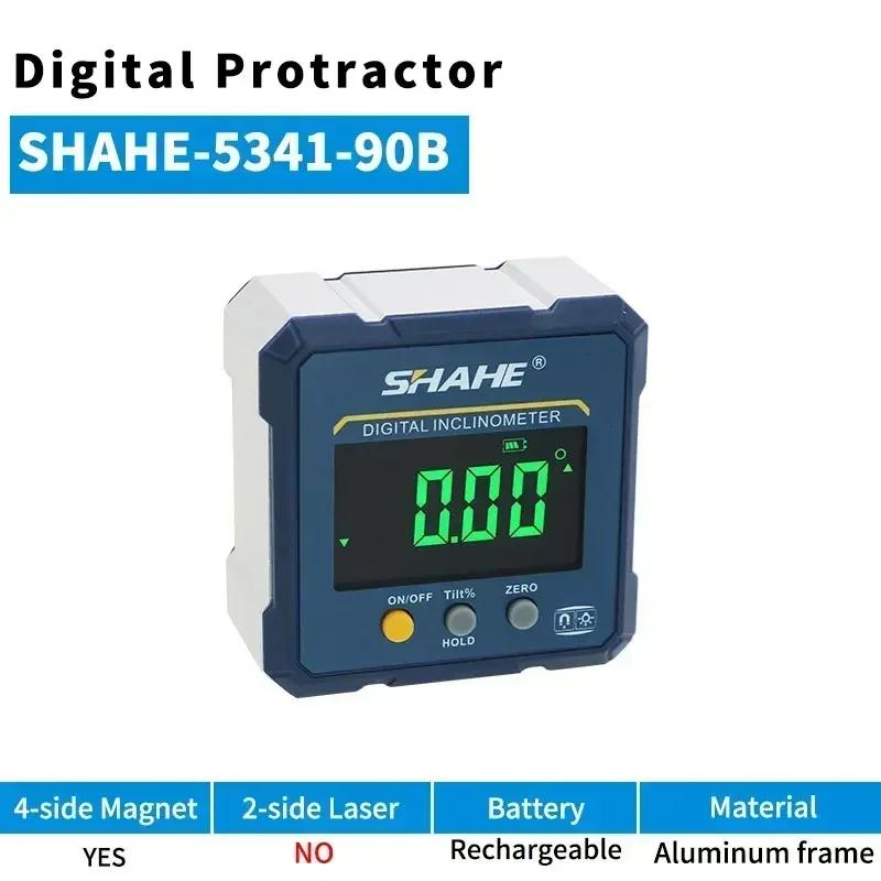 SHAHE Aluminum Digital Protractor With 4-Sides Magnets Digital Inclinometer Angle Finder High Precision Digital Angle Gauge SHAHE-5341-90B