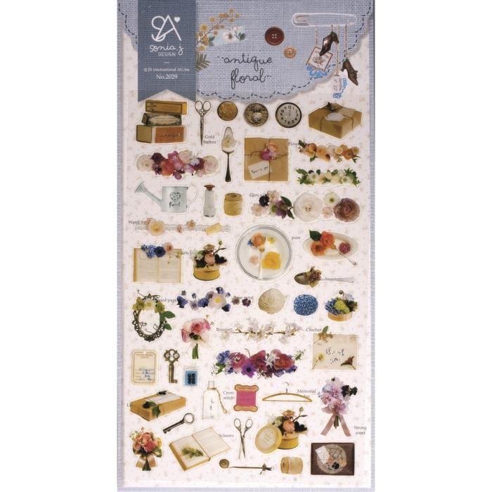 Sticker - Antique Floral - 15x9,2cm - PVC - Multicolore - Vintage