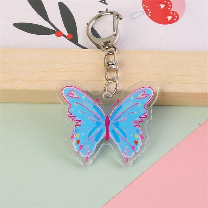 Plastic Butterfly Shaped Keychain Gift for Women Girl Keys Bags and Phones Charm Decorative Butterfly Key Rings