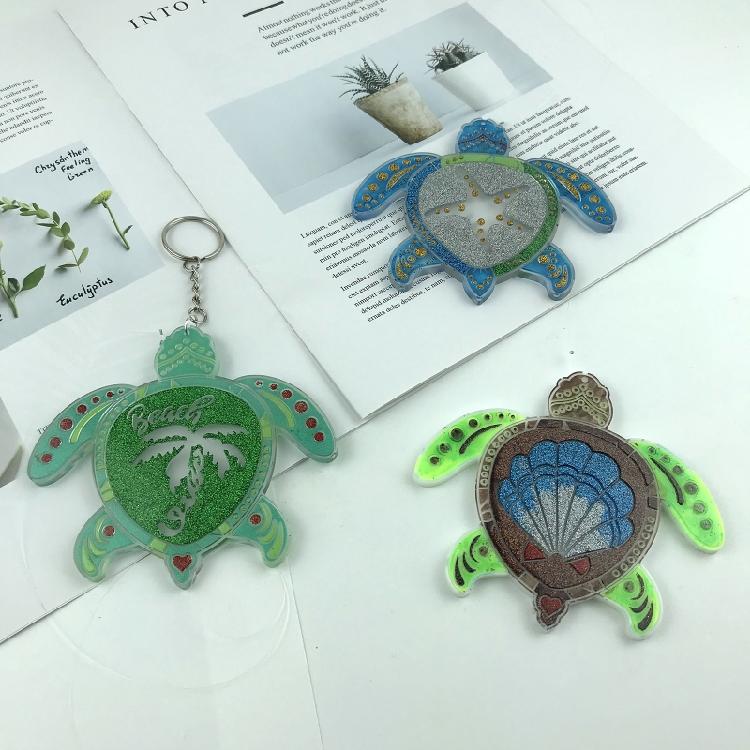 for Turtle Shape Keychain Silicone Mold with Hole Keyring Pendant Handmade Mold