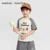 Balabala Boys' Striped Knit Short Sleeve T-shirt