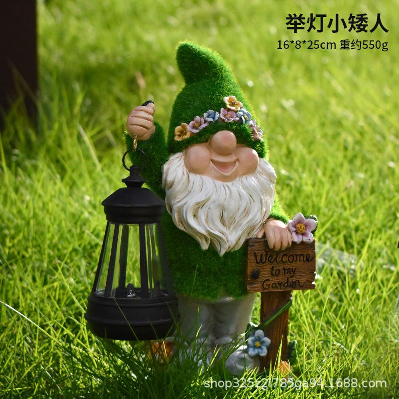 Flocking Elf Solar Garden Night Light American Ornament Villa Arrangement Outdoor Garden Resin Crafts