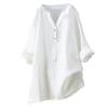 2025 Women's Solid Color Stand Collar Button Long Sleeve Cotton Linen Top
