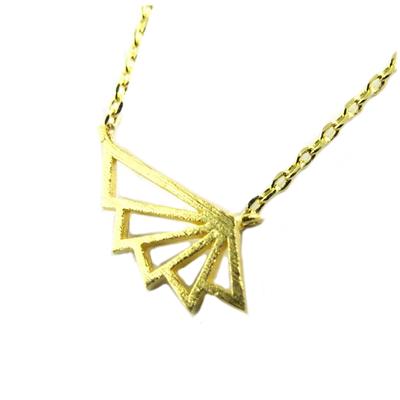 [Q1506] - Handmade 'Origami' Necklace (fan) Gold - 15x5 Mm