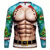 Funny Ugly Santa Claus Fake Muscles 3D Print T-shirts Xmas Men Women Long Sleeve Tees Fashion Oversized Christmas Men's Clothing