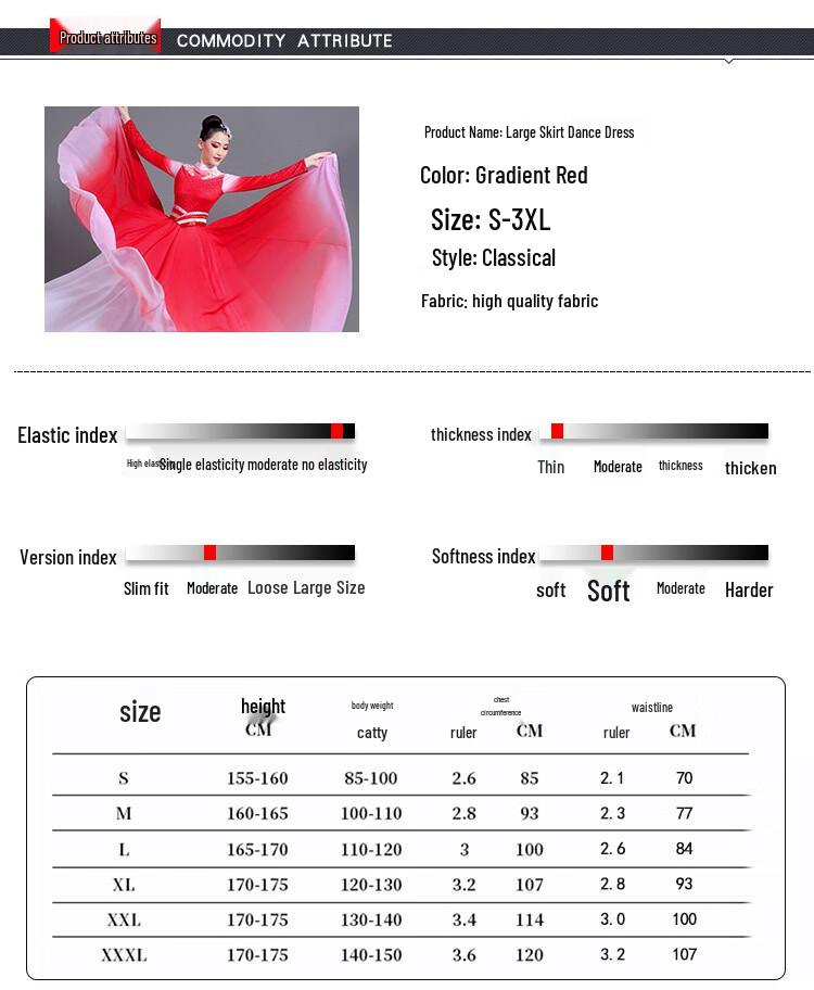 Elegantes Modern Dance Langarm Schwingendes Performance-Kleid für Damen