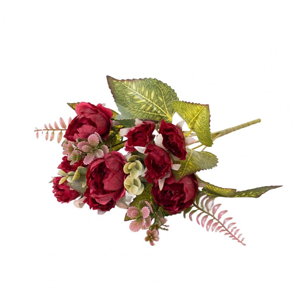 Imitation Peony No Water Need Faux Silk Flower Pastoral DIY  Pretty Multi Heads Faux Silk Flower