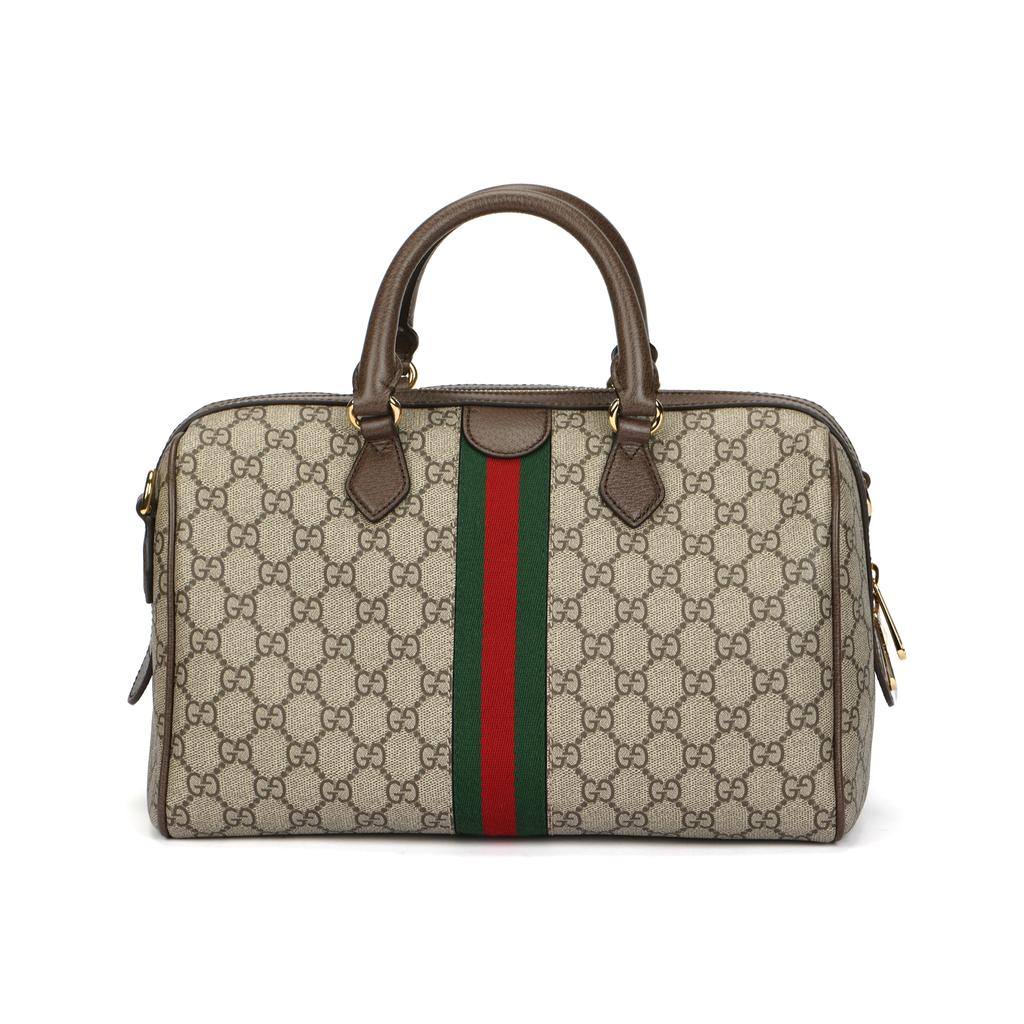 Gucci Ophidia Double G Logo Detachable Shoulder Strap Zipper Closure Canvas And Leather Trimmed Medium Shoulder Bag 772065-96IWG-8745