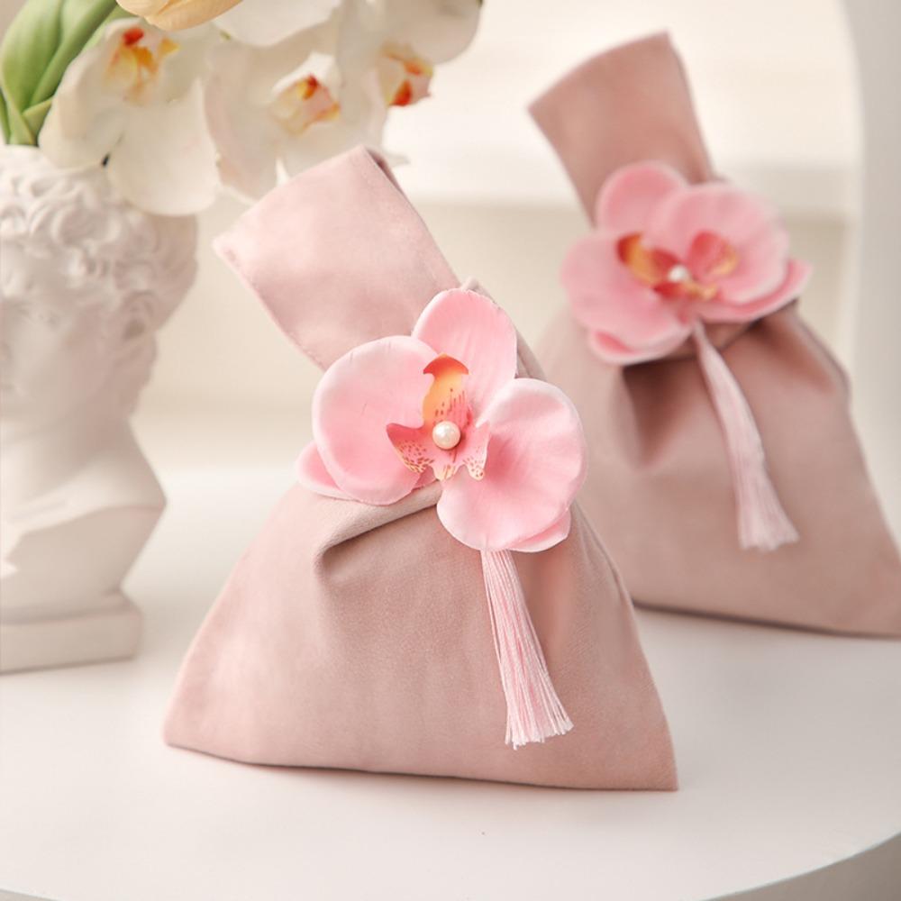 Velvet Flower Tassel Wrist Bag Temperament Festive Sugar Box  Cheongsam Accessories