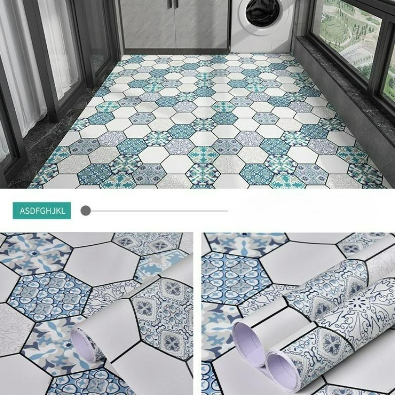 Kitchen, Bathroom, Non-slip Floor Stickers, Thickened Balcony Floor Wallpaper, Self-adhesive Waterproof Tile Stickers
