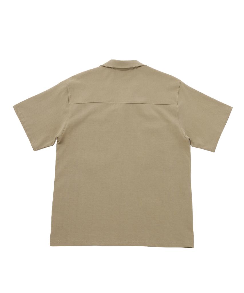 A NOTHING N-Bt Pocket 1/2 Collar-Tee (Beige)