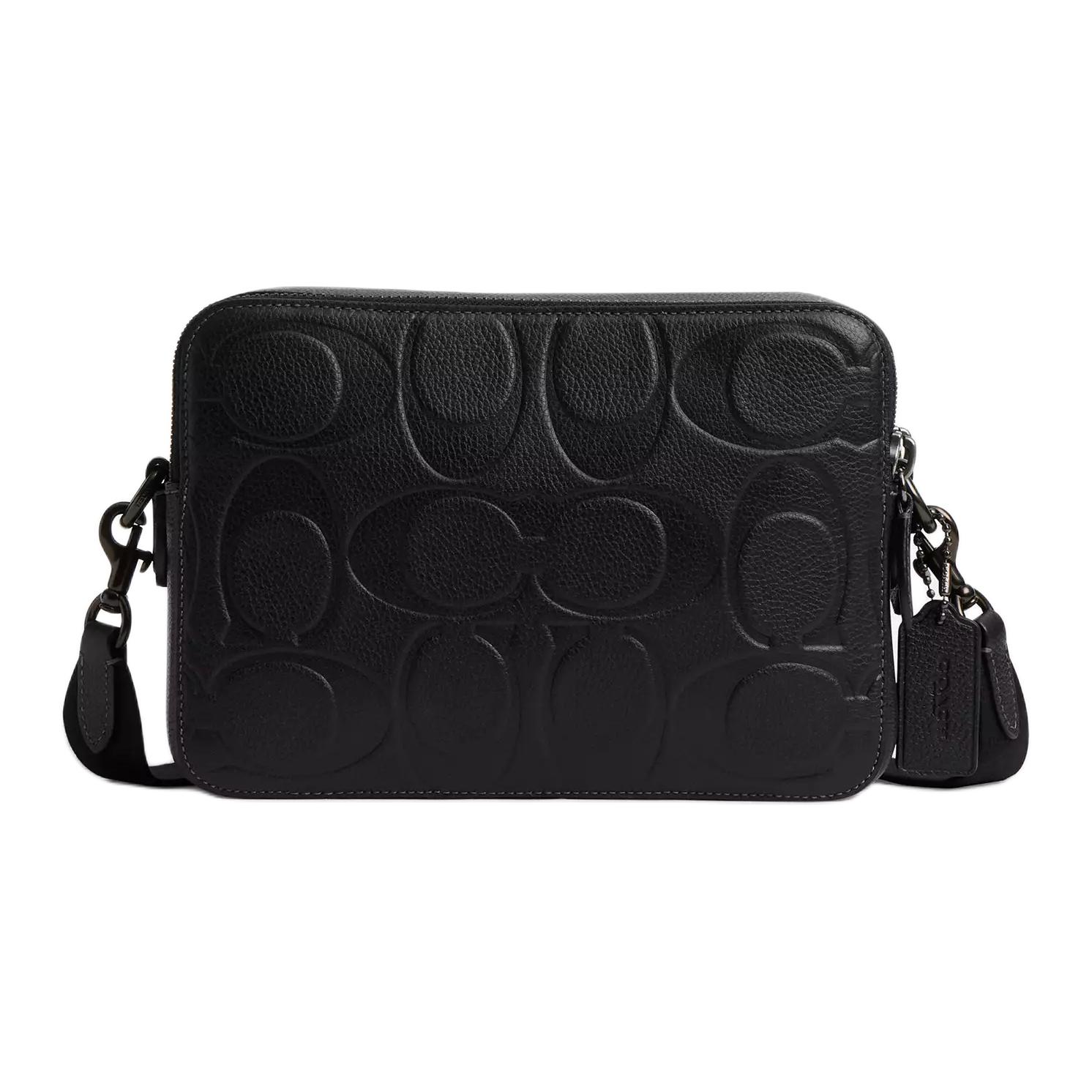 

Coach Charter 23 Logo Embossed Detachable Shoulder Strap Leather Shoulder Bag Medium Men Shoulder Bag Black CBF01-BLK Basic Set (Bag+Dust Bag)