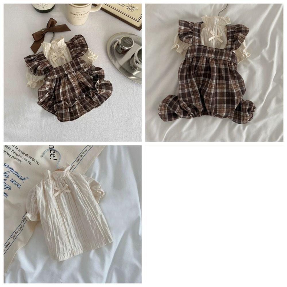 Retro Pet Plaid Strap Skirt Soft Dog Vest Dresses Fashion Pet Clothes  For Puppy Kittens
