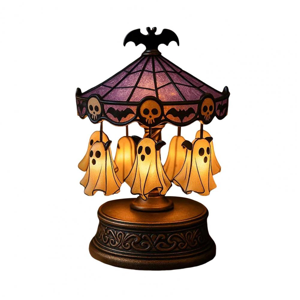 

Room Accent Light Led Lamp Spooky Halloween Ghost Carousel Night Light Usb Rechargeable Bedside Lamp for Party Decoration