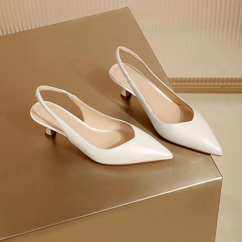 Fashion Elegant High Heels Silver Pumps Women 2024  Summer Slingbacks Pointed Toe Party Shoes Woman Solid Thin Heeled Sandals Ladies