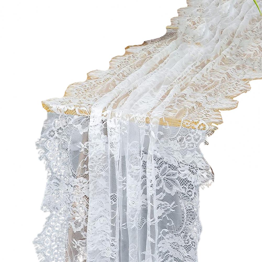 

Floral Lace Table Runner French Sheer White Black Tulle Rectangle Wedding Bridal Shower Party Dining Table Cover Kitchen Supply белый