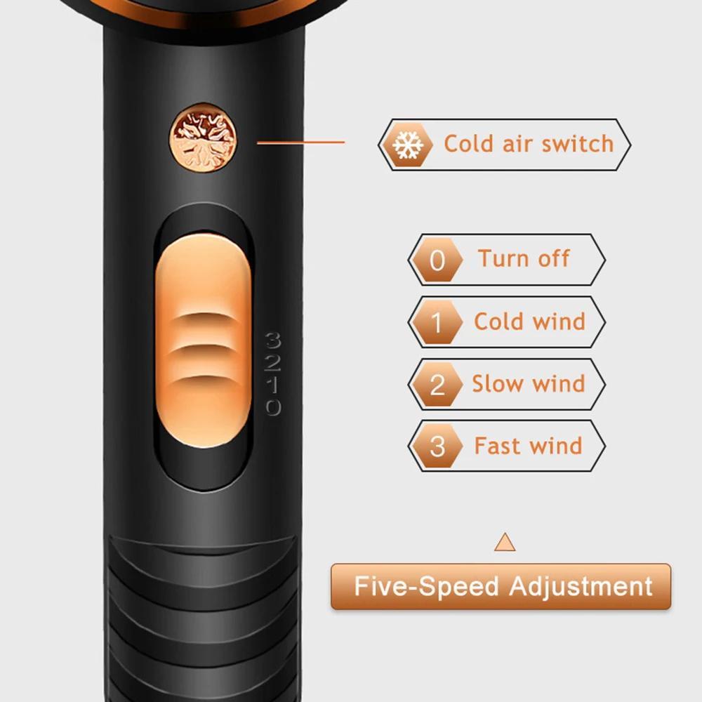 Powerful Hair Dryer 1700W Strong Wind Professional Electric Blower Hairdressing Hot/cold Air Negative Ions Salon Tool