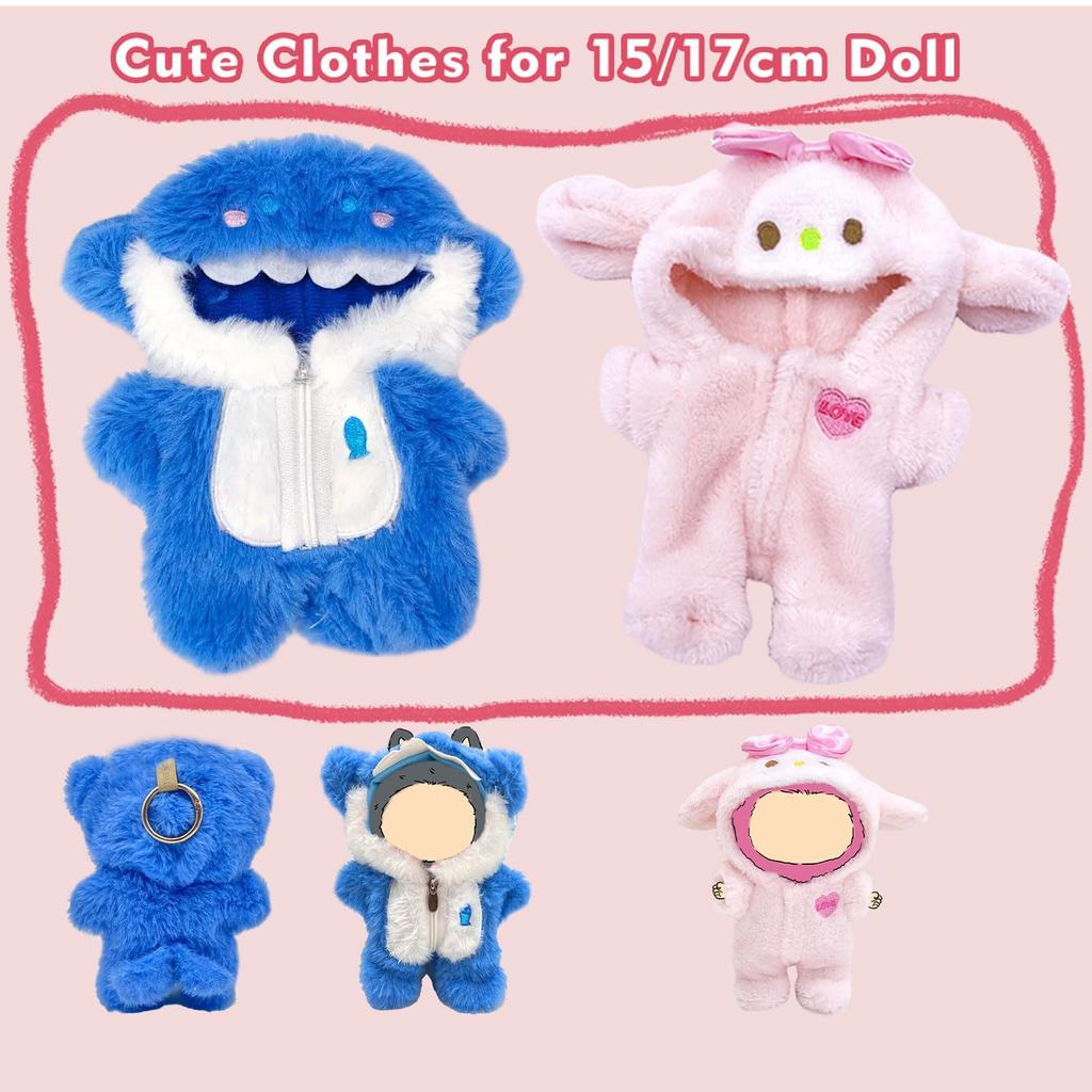 Labubu Compatible with Labubu Plush Toy Outfit Fits 15cm and 17cm Plush Doll Cute Costume DIY Doll Photo Doll Clothes for Different DIY Clothes,