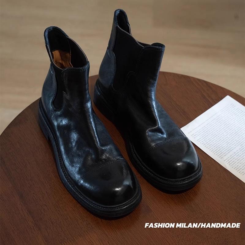 Martin boots Chelsea boots women's 2025 new retro and old washed horsehide platform short boots thick heel short tube
