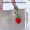 New Cute Handmade Flower Knitted Pendant Strawberry Crocheted Car Decoration Rearview Pendant Bag Key Mirror Ornaments Girl Gift