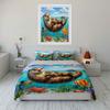 Otter Family With Marine Life Printed Duvet Cover Set1 Duvet Cover+2 Pillowcasemulti Size Bedroom Bedding Decor Luxury Gifts