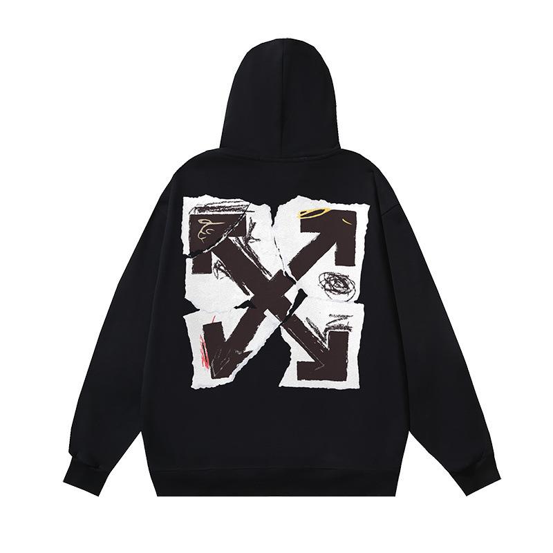 1928 Off-White 2025 Autumn/Winter New Broken Paper Arrow Printed Hoodie for Men and Women