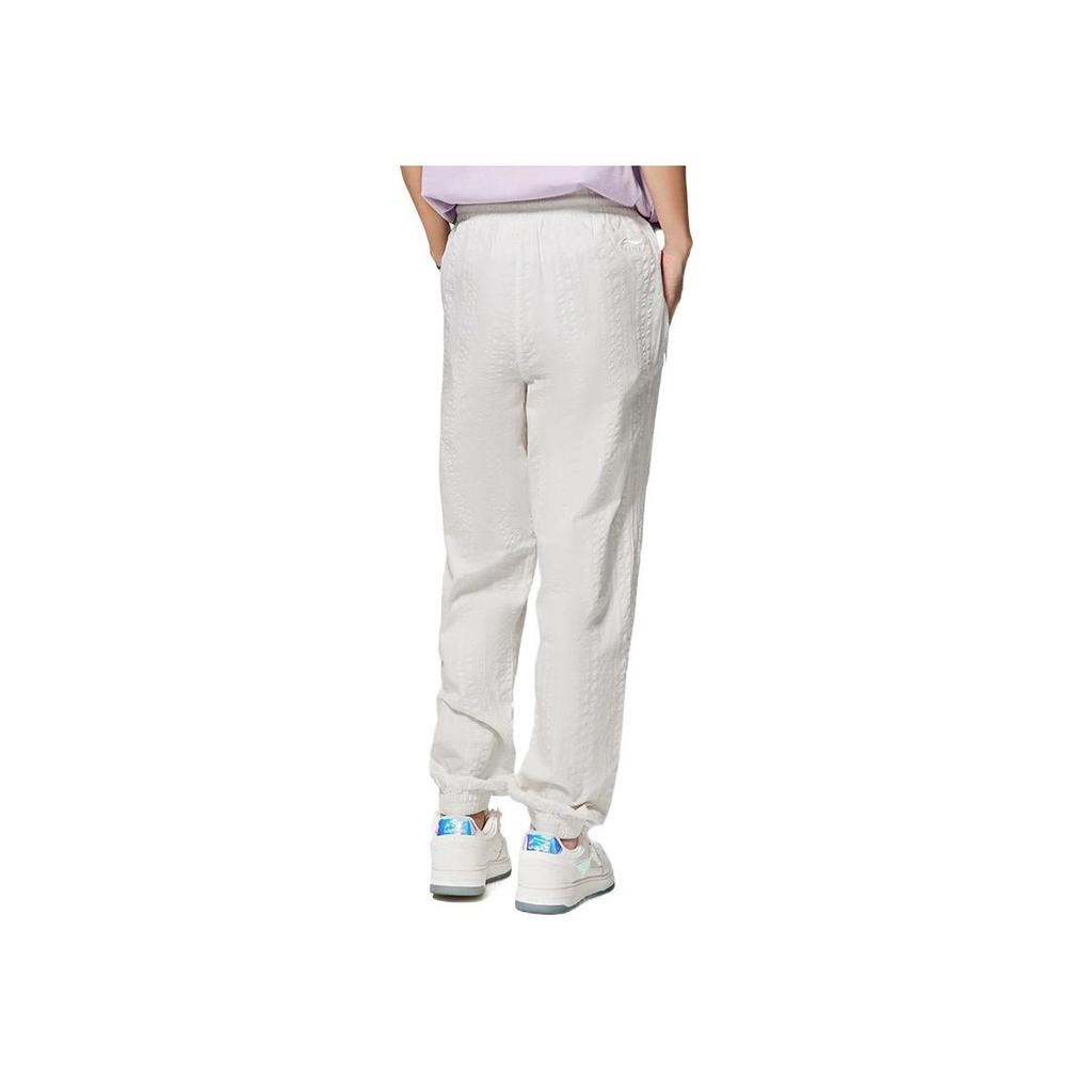 Li Ning Sports Lifestyle Solid Color Tapered Knit Joggers Women Joggers White AYKS344-2