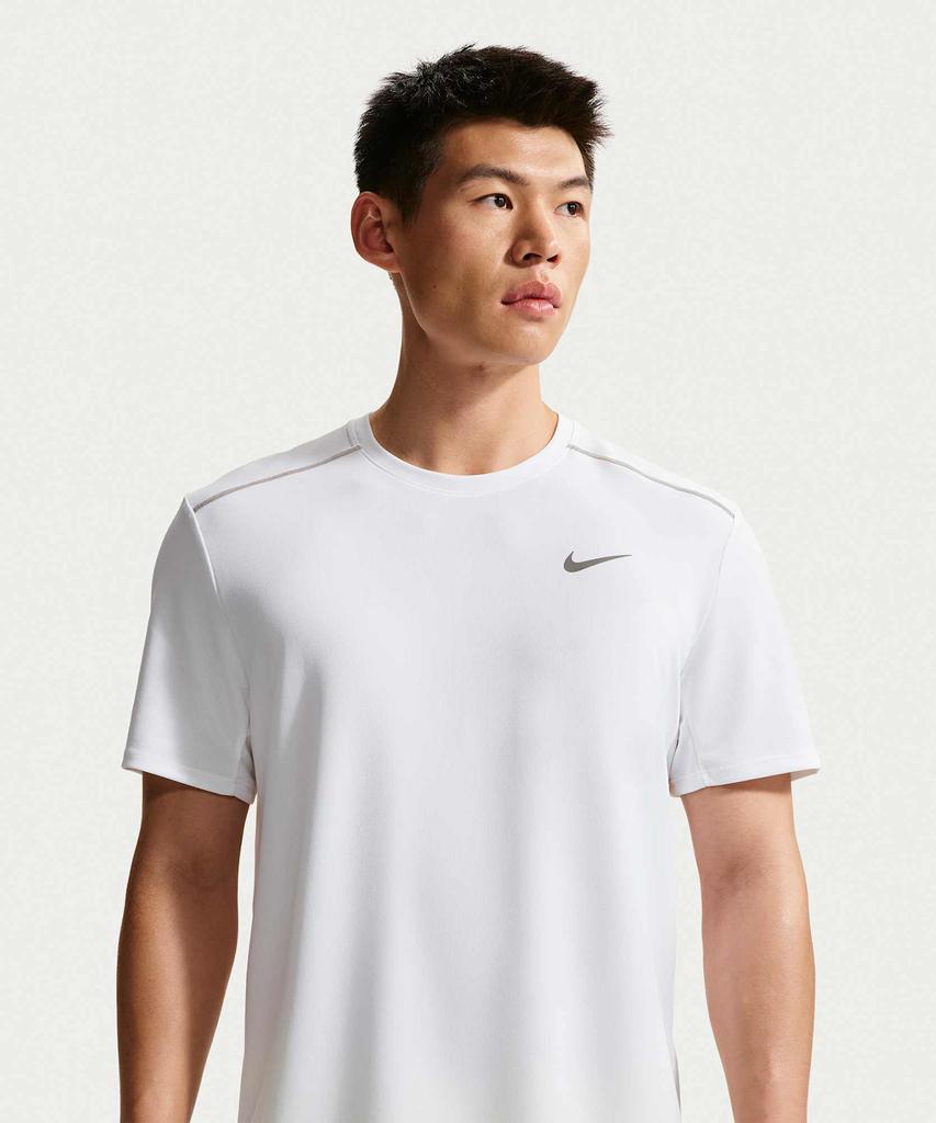 NIKE Miler Dry-Fit Uv Protection Short Sleeve Running Top M - White / If2083-100
