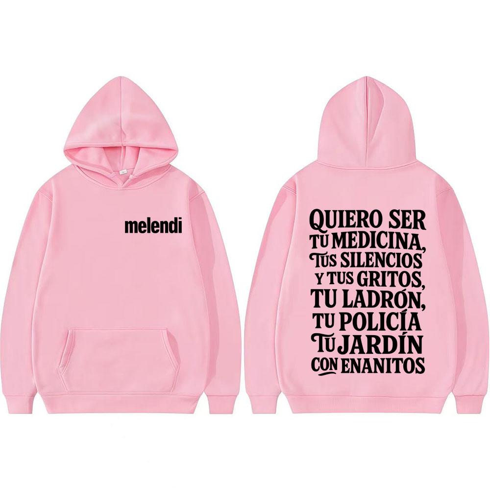Rapper Melendi Jardín Con Enanitos Letters Print Sweatshirts Men Women Oversized Retro Hip Hop Hoodie Tops Long Sleeve Pullovers