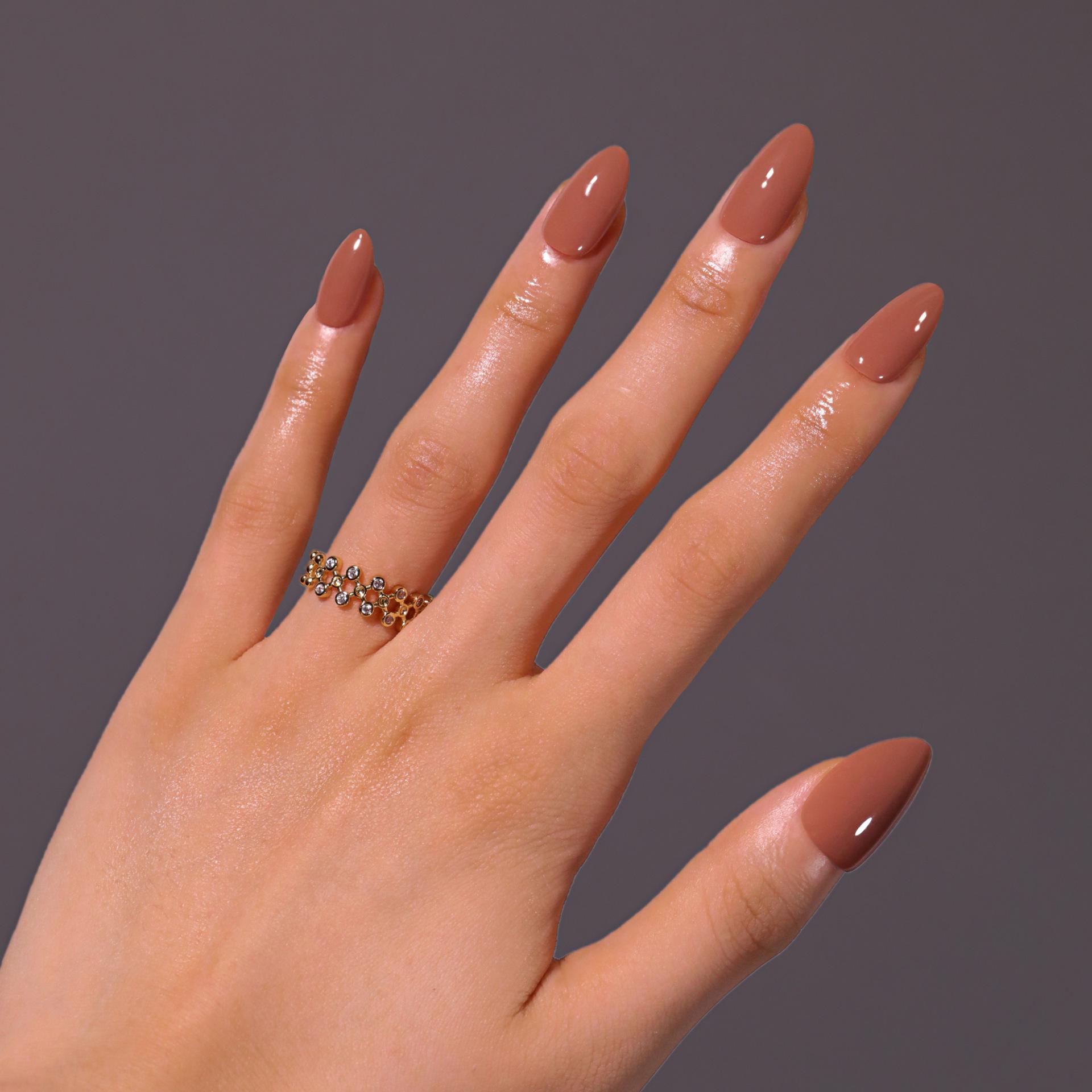30-Piece Set of Solid Color Almond Gel Nail Tips in High-Grade Coffee Shade