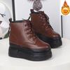 Fashion 12CM Genuine Leather Winter Plush Platform Wedge Fashion Ankle Boots Casual Autumn  Fashion High Heel Shoes