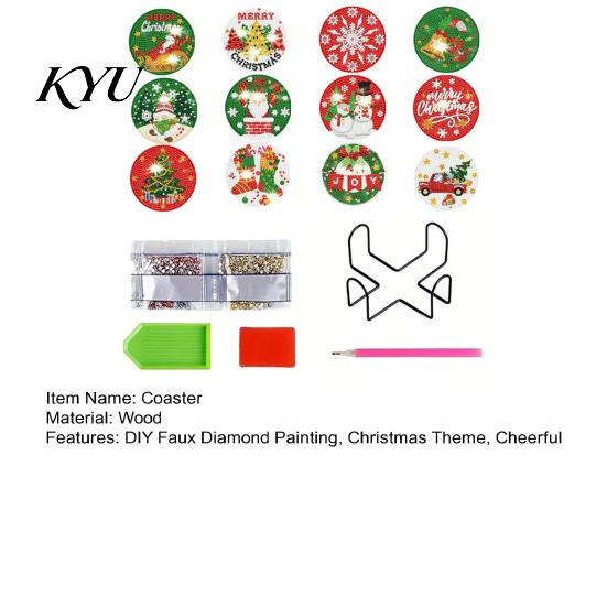 DIY Bohrer Kunsthandwerk für Erwachsene 12 Stück Weihnachten Falsche Diamantmalerei Untersetzer, Strassstein Untersetzer Set mit Halter, Schneemann Wichtel Weihnachtsmann Feiertag