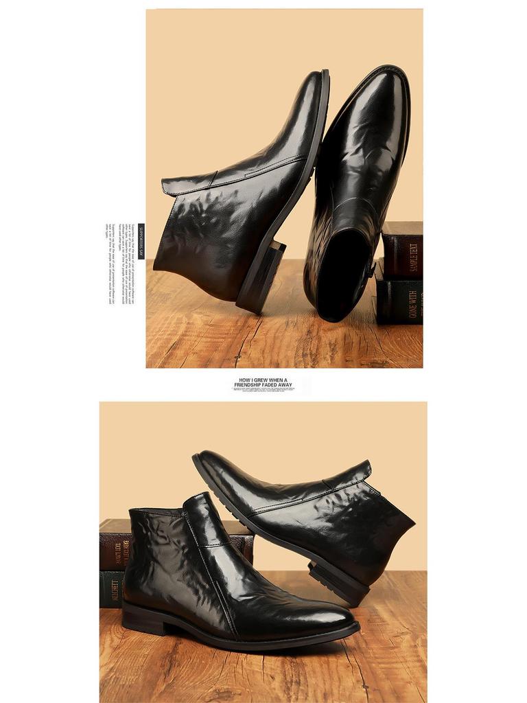 Men's Retro British Chelsea Boots - 2024 Autumn/Winter Pointed High-Top Leather with Plush Lining