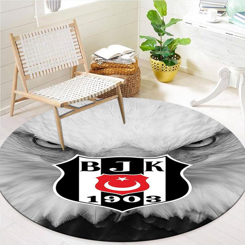 Besiktas Gymnastics Club Round Area Rug,Carpet Rug for Living Room Bedroom Sofa Playroom Decor,Non-slip Floor Mat