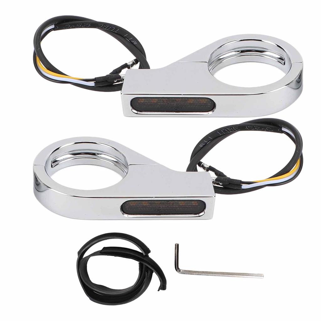 Front Fork LED Turn Signals Amber Indicators White Daytime Running Lights 39 to 41MM Fork for ATV