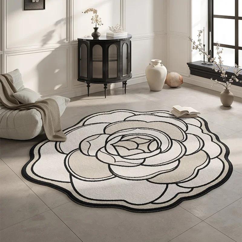 Covor pentru sufragerie Covoare cu flori Scaun Covoraș pentru podea Negru Alb Covor de lux pentru decorare a casei Dormitor Covoare de noptieră Alfombra De Salón