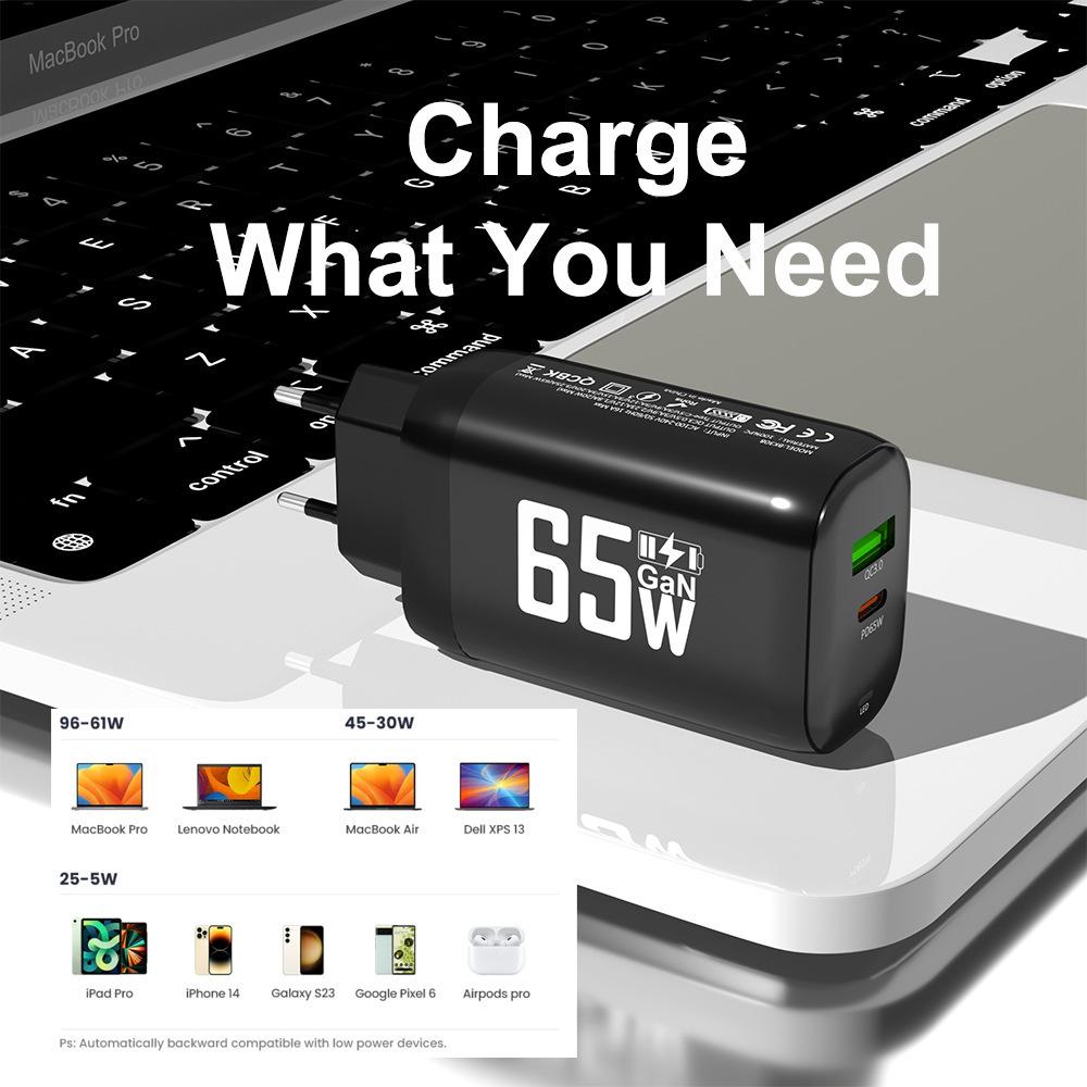 65W nabíječka GaN USB typu C Rychlá nabíječka PD 45W QC3.0 Rychlá nabíječka USB C typu C pro Macbook Laptop iPad iPad iPhone 15 Samsung