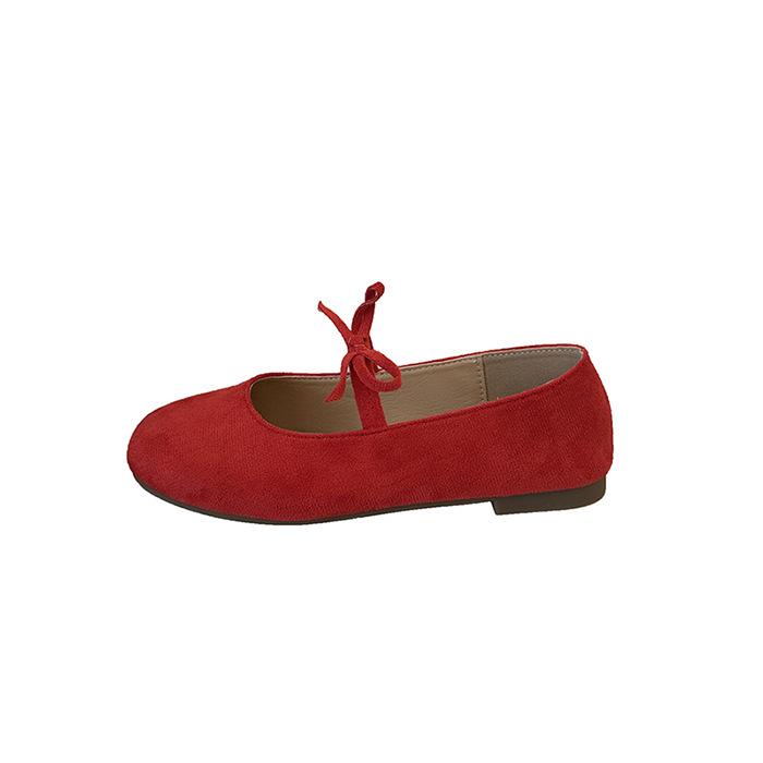 

Fairy wind shallow mouth flat bottom loafer single shoes female 2025 autumn Korean version of the new bow one pedal Mary Jane shoes 35 красный