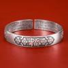 Imitation Thai Silver Handmade Jewelry, Women's Palace Retro Auspicious and Auspicious Heart Scripture, Buddhist Language Bracelet, Flower Bracelet