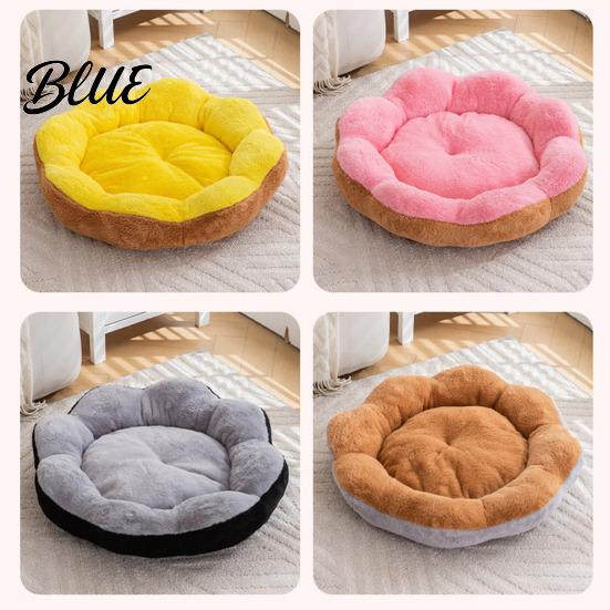 Cucce per Animali Semi-chiuse Fondo Antiscivolo Forma a Fiore di Peluche Invernale per Gatti Cani con Morbida Macchina