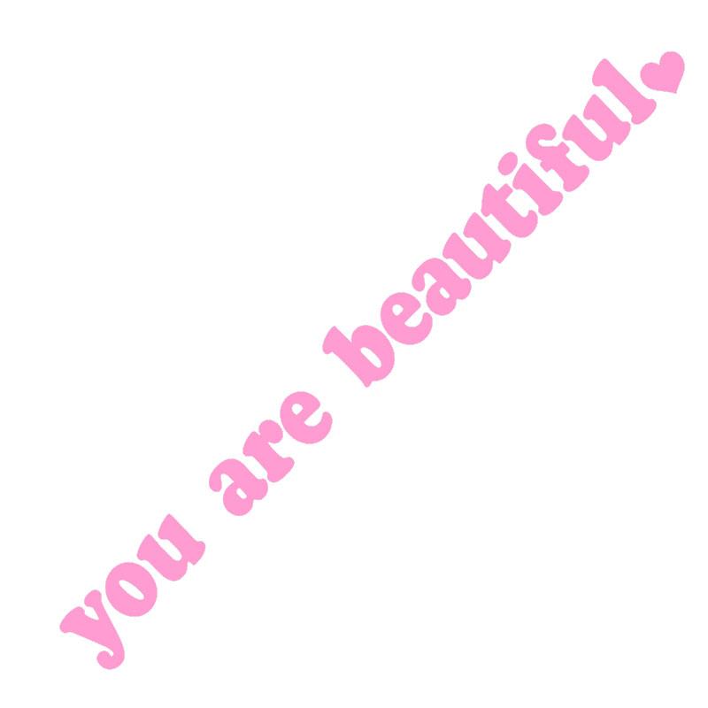 "You Are Beautiful" Rearview Mirror Sticker Beautiful Car Interior Decoration Mirror Lettering Vinyl Decal Self-Affirmation Car