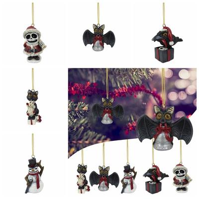 DIY Halloween Scary Pendant Skull Double Sided Printing Car Acrylic Pendant Snowman Bat Skull Hanging Ornament Halloween