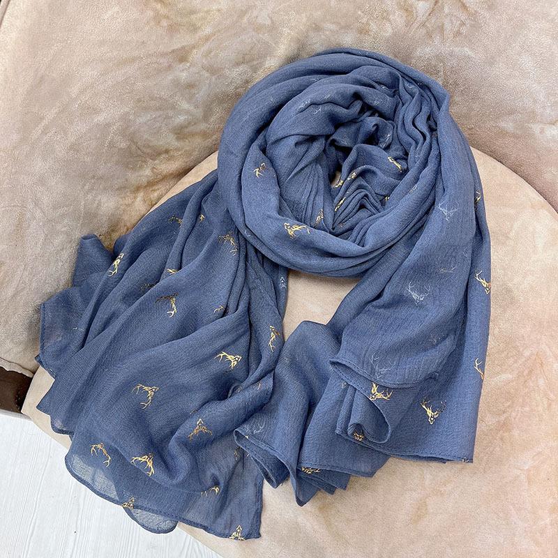 Autumn And Winter Hemp Cotton Bronzing Elk Scarf Widened Long Women'S Shawl Windshield Warm Literary Korean Version Scarf