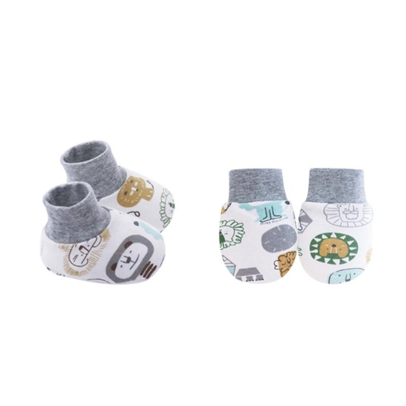 No Scratch Mittens Socks Set Toddler Mitts Baby Mittens Cotton Gloves Footwear Baby Breathable Gloves for Boys Girls