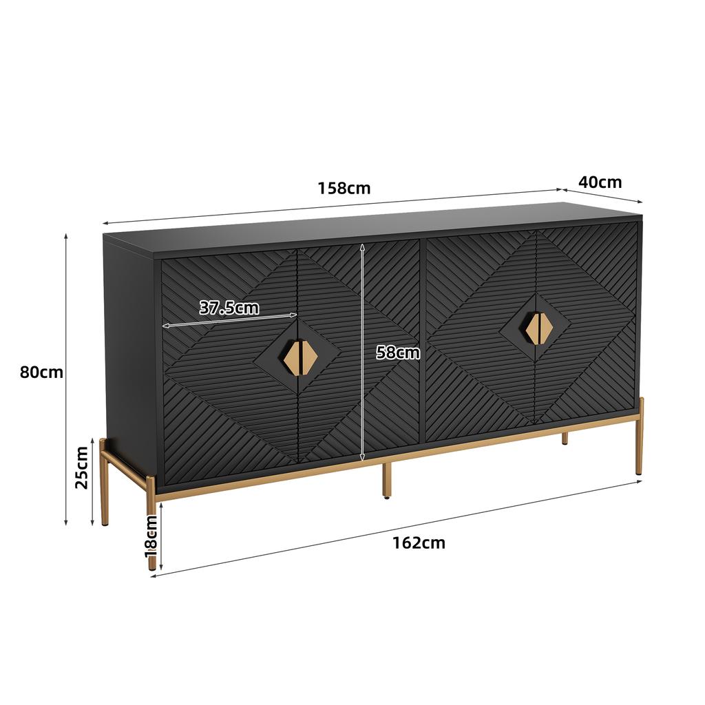 Modern Sideboards, Cabinets, Storage Cabinets, Chest of Drawers, suitable for Living Room/Dining Room/Entrance, 162 x 40 x 80cm (W/H/D)