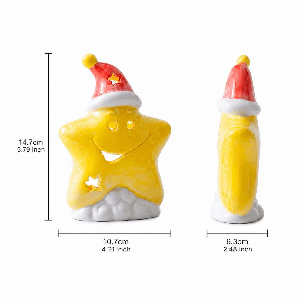 Warm Ambient Star Night Light Ceramic Material Table Ornament Festive Ceramic Lamp  Interior Spaces