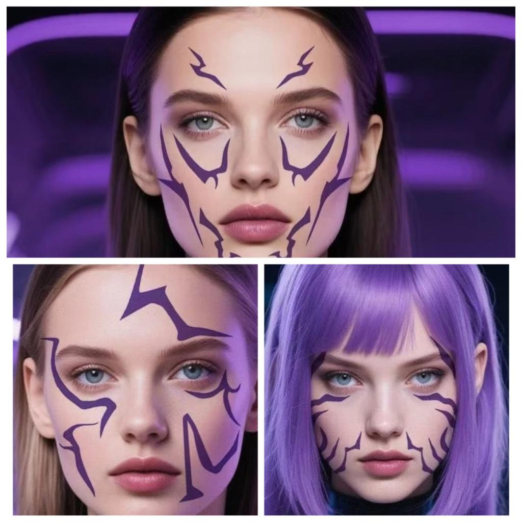 Anime Jinu Cosplay Fake Tattooing Temporary Sticker Paper Face Prop Body Art Kpop Costume Accessories Halloween Dress Up Props