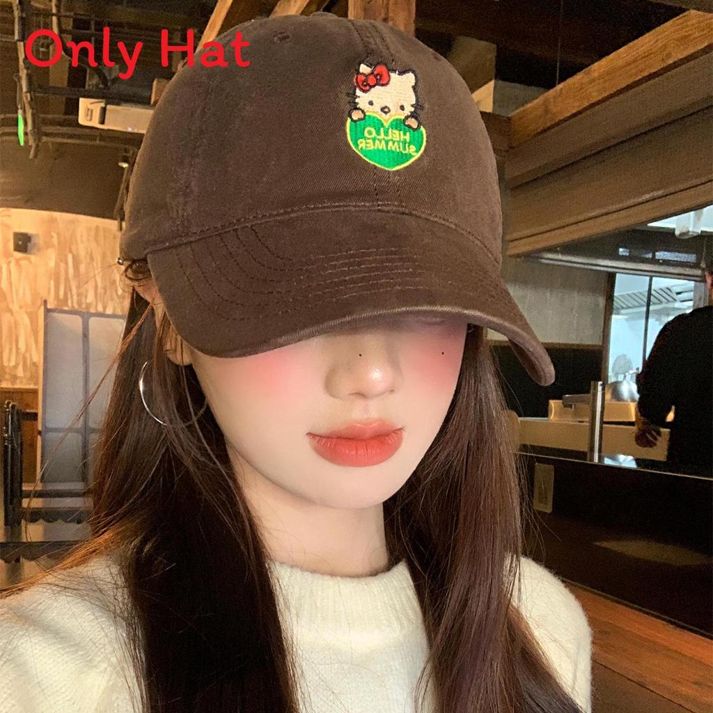 

Cotton Embroidered Hello Kitty Cat Baseball Cap For Women Spring Summer Autumn Winter Wear коричневый